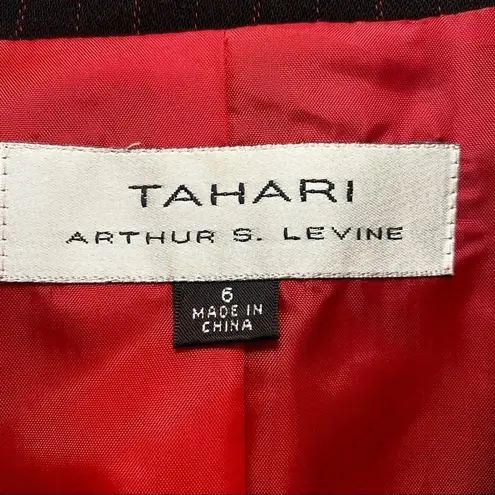 Tahari Striped Career Blazer Suit Jacket Black Professional wear Office Size 6