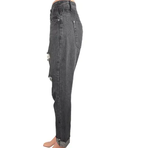 Liquor N Poker Black Raw Hem Mid Rise Distressed Straight Ankle Denim Jeans 10