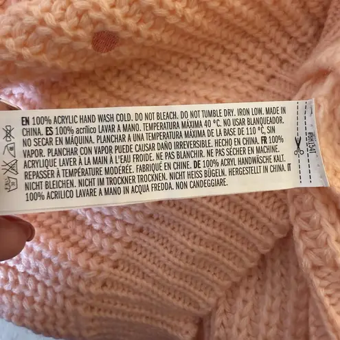 English Factory Anthropologie Peach Polka Dot Chunky Knit Sweater Large NWT