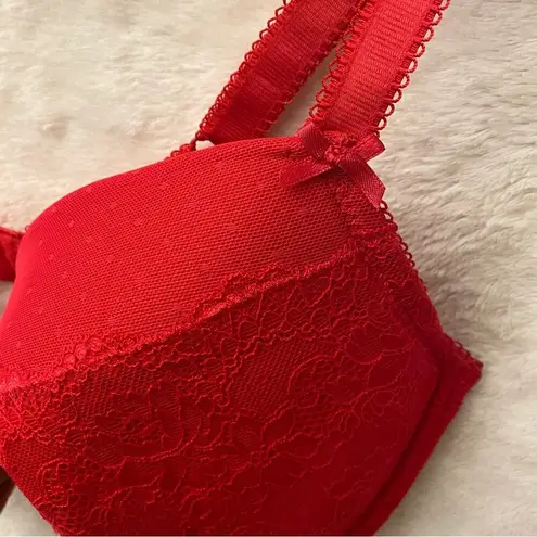 NEW Fig Leaves Juliette Lace Plunge Bra sz 38FF Red Underwire Bra