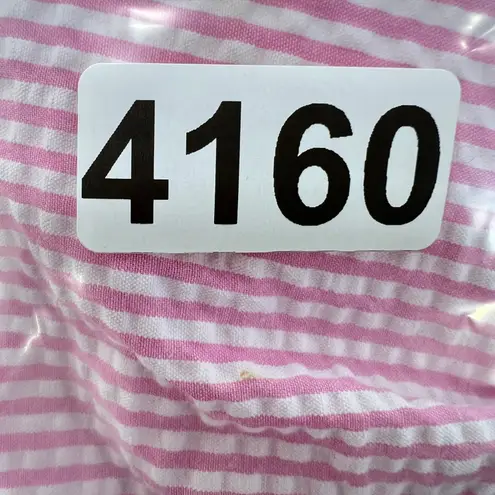 Miss Elaine Seersucker Robe Embroidered Zip Front Lounger Pink Seersucker Small Size undefined