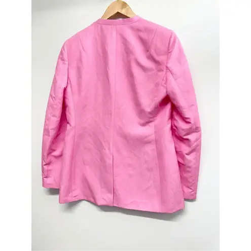 Lafayette 148 New York Linen Silk Blazer Size 8 Pink V Neck Slim Silhouette NEW