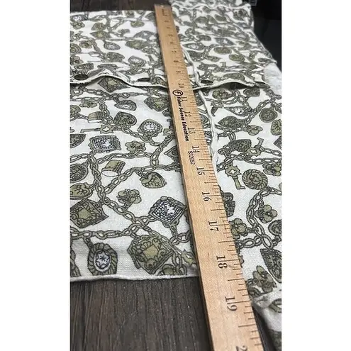 Charlie & Robin Anthropoloie Cardigan M Cream Jewel & Key Soft Neutral Preppy Green Size M