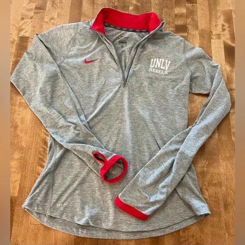 Nike  UNLV Dri-Fit Long Sleeve Athletic Grey and Red Quarter Zip Las Vegas Medium