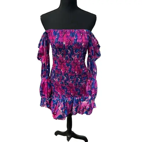 MISA Los Angeles NWT! Misa Noura Floral Print Smocked Off the Shoulder Minidress - Size XL