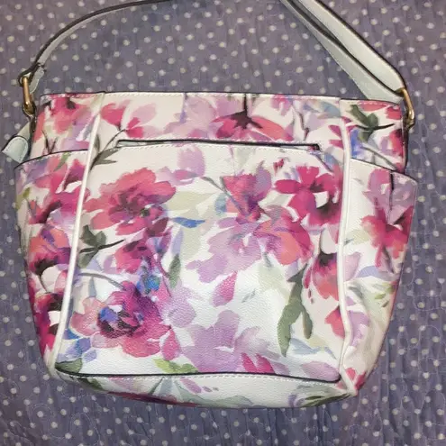 Liz Claiborne  White Floral Crossbody Purse