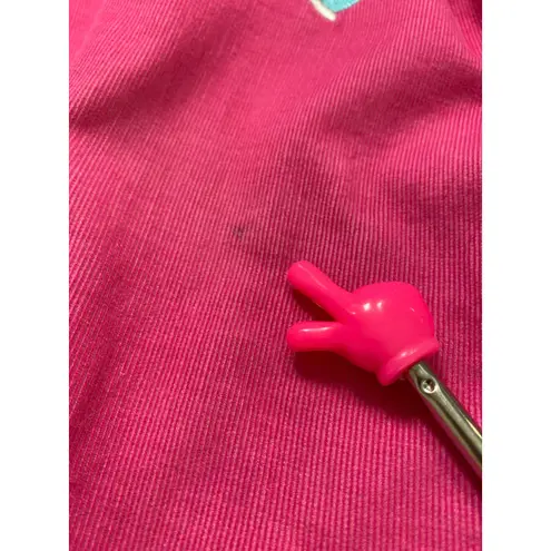 Quacker Factory Pink Corduroy Winter Shirt Size XL Embellished Mittens Holiday