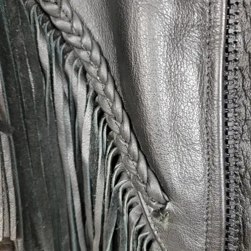 Daytona Joe Womens Moto Jacket Size XXL Black Purple Rose Zip Front Fringe