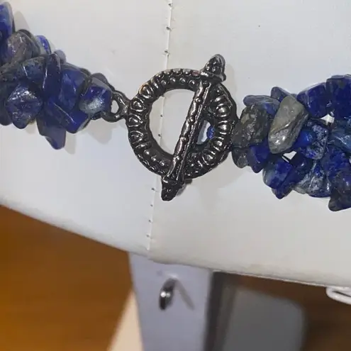 Lapis Lazuli Multi Strand Chip Necklace 16” Blue