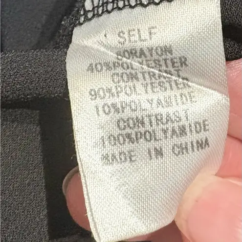 Wren & Willa Black Sheer Lace Yoke Long Sleeve Mock Neck Blouse Sz S 💛