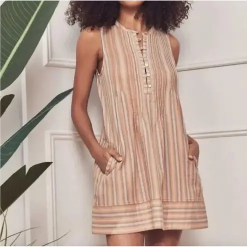 Faherty Isha 100% Organic Cotton Button Down Pocket Muslin Shirt Dress L Orange Size L