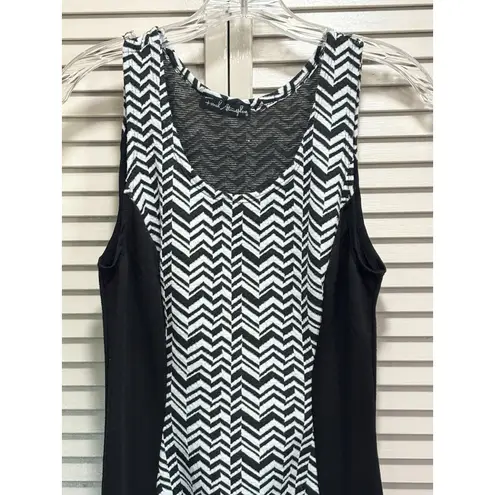 French Atmosphere Bodycon Maxi Dress Black/White Zigzag Size XS