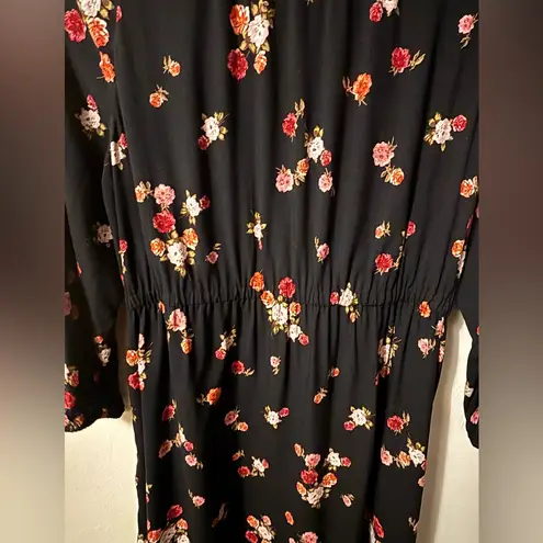 J. Jill Black Floral Long Sleeve Dress