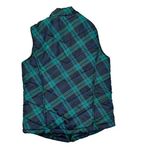 Plaid Puffer Vest Jacket Hannah Small Green Blue Dark Academia Outdoors Gorpcore