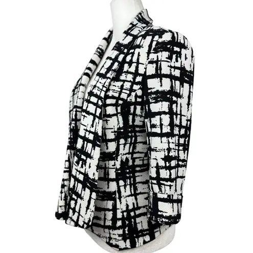 NEW Kasper Womens Size 4 Black White Elegant Party Chic Blazer Jacket 3/4 Sleeve