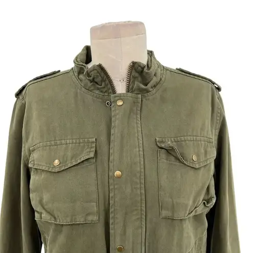 NSF Kae Utility Full Zip Drawstring Military Jacket Cotton Green Size Medium