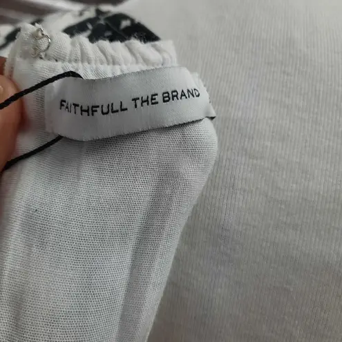 Faithfull the Brand Faithful The Brand La Pineta Dress Women 12 White Black 100% Linen Short Cut Out