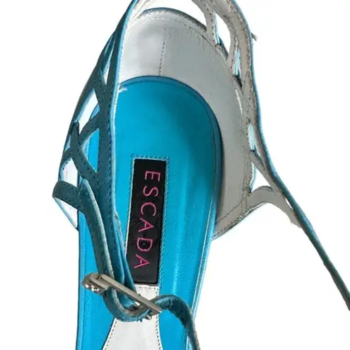 Escada 8 blue open toe strap Y2K Sandal Italy