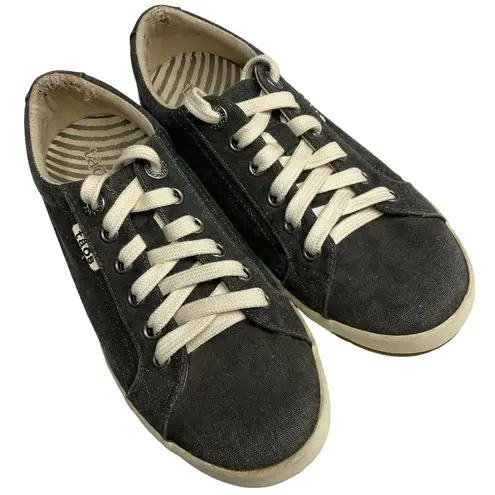 Taos Shoes Women's Canvas Sneaker Size 6.5 Star Charcoal Lace Up Casual Comfy Gray