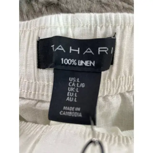 Tahari NWT Luxe Linen Pants Women's Large Landscape Print Wide Leg Elastic Waist