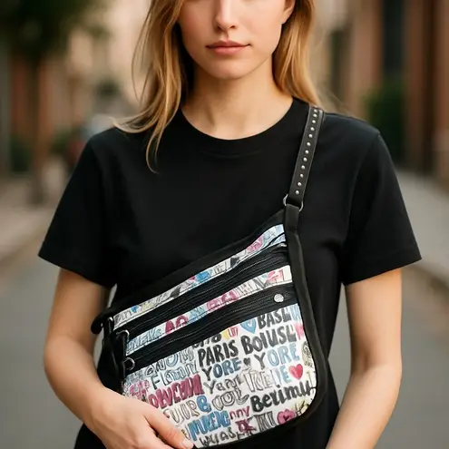 LeSportsac Multicolor City Print Crossbody Bag With Adjustable Strap & Multiple Compartments