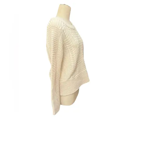 Veronica Beard Cream Wool Cable Knit Asymmetrical Zip Sweater Womens - Image 5