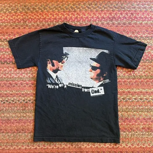 VTG RETRO BLUES BROTHERS MISSION FROM GOD MOVIE GRAPHIC TEE Black