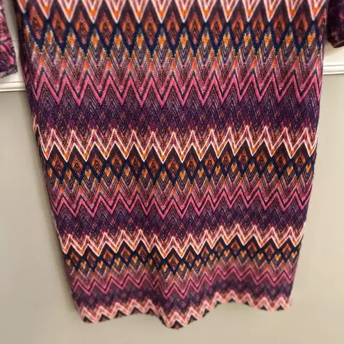 Trina Turk  Nature Chevron Boat Neck 70’s 
Multicolor Dress Size Extra Small