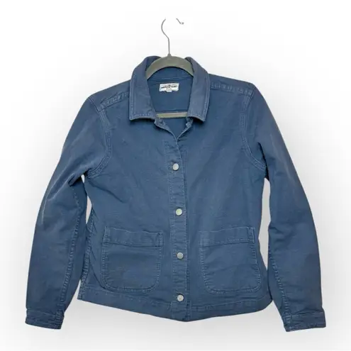 American Giant Blue Roughneck Chore Jacket Soft Utility Button Front L Size L