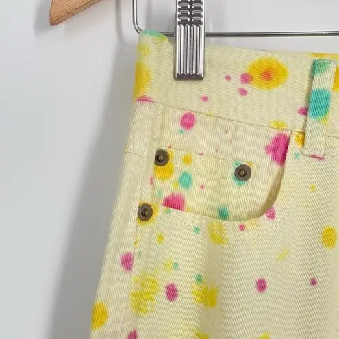 Shekou Womens Yellow High-Waisted Wide-Leg Paint Splatter Streetwear Pants Small