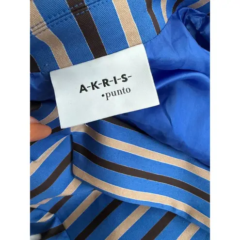 Akris Punto Blue Pinstriped Blazer Jacket Size US 8