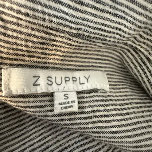 Z Supply  Helena Wide Leg Jumpsuit Size S Black White Pinstripe Linen Pockets