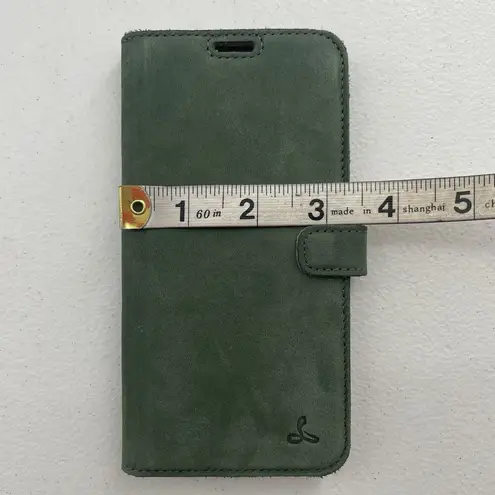 SNAKEHIVE Green Suede Leather Wallet 12 Pro Max Apple iPhone Case ID Card Holder