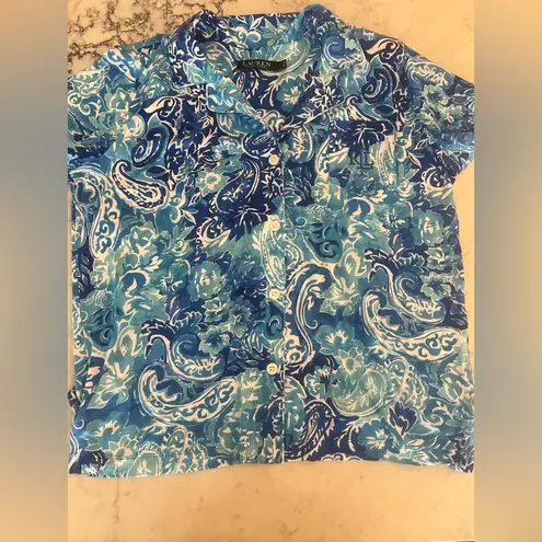 New Women’s Lauren Ralph Lauren Paisley Jersey Capri Sleep Set
Pajamas Large Blue - Image 4