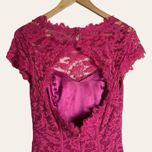 ML Monique Lhuillier Pink Cap Sleeve Lace Knee Length Sheath Dress Size 0