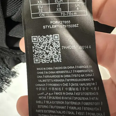 Marciano By Guess Black Mini Flapper Bodycon Fringe Plunge Dress XS Extra Small