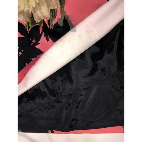 Black Halo Grand Floral Skirt Size 2 Pink Midi Pockets Fit Flare Anthropologie