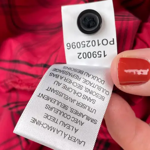 Foxcroft Wrinkle Free Shaped Fit Button Down Shirt Women's Size 14 Red Plaid - Image 7