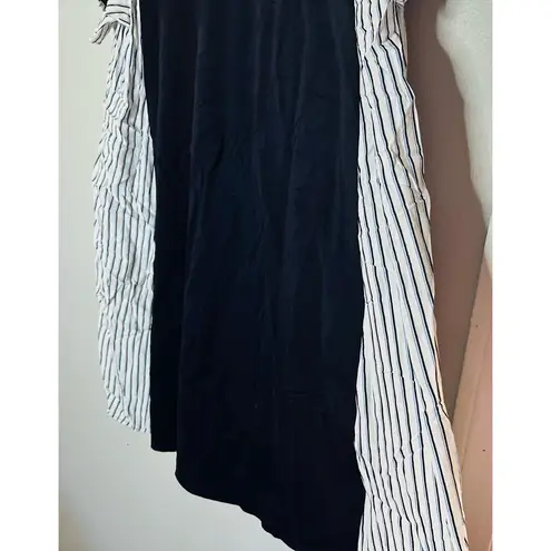 Slate + Willow Maternity Navy Stripe Crepe Pleated Back Shift Dress Size Large