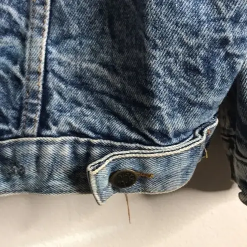 Vintage Tiger Fox Acid Wash Denim Jean Jacket size large oversized Blue