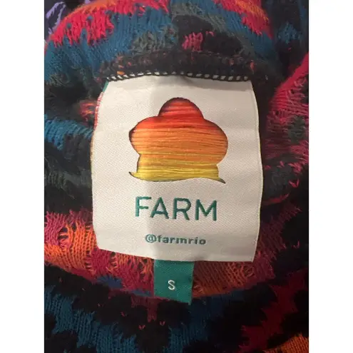 Farm Rio Rauti Beaded Sweater Small Turtleneck Aztec Knit Tassel Multicolor Top