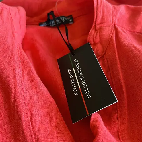 NWT Francesca Bettini Made In Italy Shirt Dress Red Linen Blend Size M