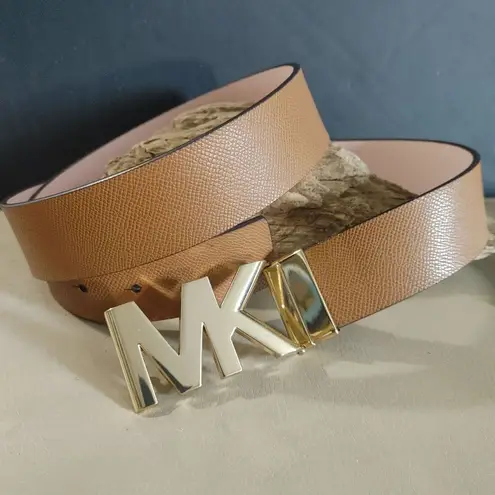 Michael Kors Women's Reversible Gold MK Logo Belt Size 42