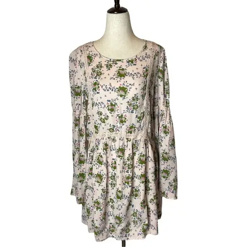 Matilda Jane Pink Floral Ruffle Like A Lady Bell Sleeve Top Tunic Size S