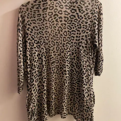 Libian Womens Lightweight Cardigan Sweater S Small Leopard Print Brown & Black
