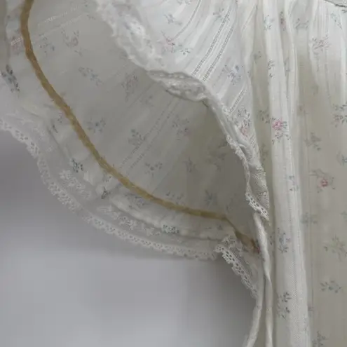 Lorraine Vintage Floral Dainty Cotton Nightgown Dress Size Large Coquette White