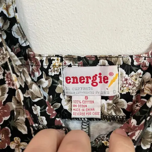 Vintage 80s Energie Bi Currants Floral Button Front Romper Size Small Black