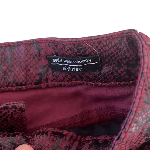 Sanctuary Denim Ankle Skinny Jeans Red Black Snake Coated Pants 27 Y2K Goth