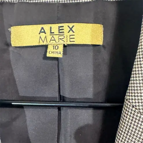 Alex Marie Wool Blend Blazer Jacket Houndstooth Plaid Shoulder Pads Size 10