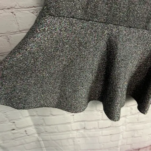 Thalia Sodi silver sparkle peplum sweater cutout glam size XL chic retro flared